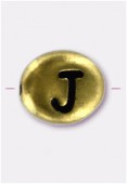 Perle en métal alphabet J 7x6 mm or x2