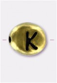 Perle en métal alphabet K 7x6 mm or x2
