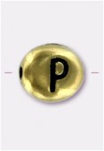Perle en métal alphabet P 7x6 mm or x2