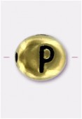 Perle en métal alphabet P 7x6 mm or x2 Perle en métal alphabet P 7x6 mm or x2