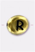 Perle en métal alphabet R 7x6 mm or x2