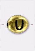 Perle en métal alphabet U 7x6 mm or x2