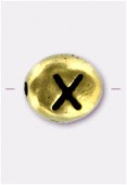 Perle en métal alphabet X 7x6 mm or x2