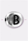 Perle en métal alphabet B 7x6 mm argent x2