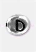 Perle en métal alphabet D 7x6 mm argent x2