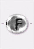 Perle en métal alphabet F 7x6 mm argent x2