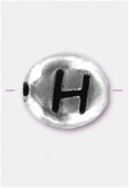 Perle en métal alphabet H 7x6 mm argent x2