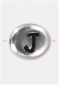Perle en métal alphabet J 7x6 mm argent x2