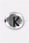 Perle en métal alphabet K 7x6 mm argent x2