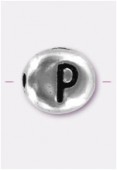 Perle en métal alphabet P 7x6 mm argent x2