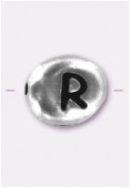 Perle en métal alphabet R 7x6 mm argent x2