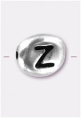 Perle en métal alphabet Z 7x6 mm argent x2