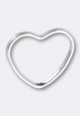 Perle en métal anneau plat coeur 14x13 mm argent x6