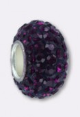 Rondelle strass Pave Ball 12 mm amethyst x1