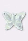 Papillon en nacre 9x12 mm blanc x1