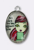 Pendentif en verre et métal redhead 25x18 mm x1