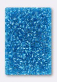 Rocailles demi-tube 2x2 mm aqua silver line x20g
