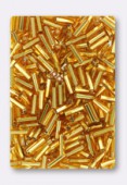Rocaille tube 2x6 mm light topaz silver lined x20g