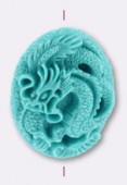 Dragon en résine 41x35 mm turquoise x1