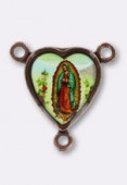Médaille cœur Notre Dame de Guadeloupe cuivre 15x14 mm x1