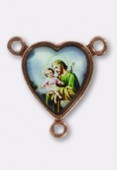 Médaille cœur St Josephe cuivre 15x14 mm x1