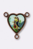 Médaille cœur Ange gardien cuivre 15x14 mm x1