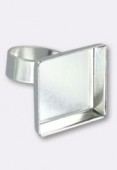 Bague réglable pour cabochon à coller 17 mm argent x1