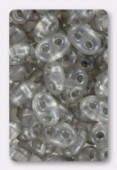 Twin beads 2.5x5 mm crystal gray pearl x20g