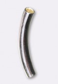 Perle en métal tube courbé 22x3 mm argent vieilli x6