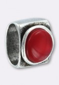 Passant en métal argent pour cuir 10x6 mm corail x1