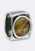 Passant en métal argent pour cuir 10x6 mm agate x1