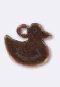 Breloque en métal canard 12x10 mm bronze x2