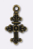 Breloque en métal croix baroque 25x14 mm bronze x2