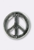 Perle en métal intercalaire peace 16 mm argent x1