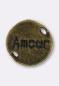 Perle en métal intercalaire amour 16 mm bronze x1