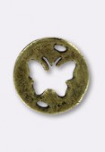 Perle en métal intercalaire papillon 16 mm bronze x1