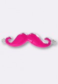 Pendentif moustache en métal émaillé 45x13 mm fuschia x1