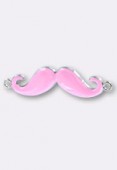 Pendentif moustache en métal émaillé 45x13 mm rose x1