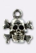 Breloque en métal tête de mort pirate 14x13 mm argent vieilli x1