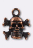 Breloque en métal tête de mort pirate 14x13 mm cuivre x1