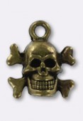 Breloque en métal tête de mort pirate 14x13 mm bronze x1
