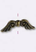 Perle en métal ailes 21x7 mm bronze x2