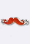 Intercalaire moustache en métal émaillé 30x7 mm orange x2