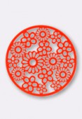 Estampe ronde fleur 32 mm Bright Neon orange x1