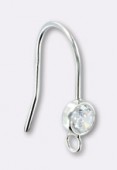 Argent 925 crochet d'oreille strass crystal x1