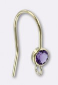 Gold filled 14 k crochet d'oreille pierre amethyst x1