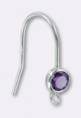 Argent 925 crochet d'oreille pierre amethyst x1