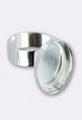 Bague réglable pour cabochon à coller 18x13 mm argent x1