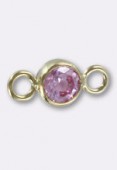 Gold filled 14 k intercalaire bezel pink strass 10.5x4 mm x1