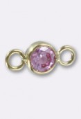 Gold filled 14 k intercalaire bezel pink strass 10.5x4 mm x1